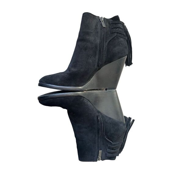 Frye Black Wedge Zip Up Ankle Boots size 8 M  Suede Cece - Picture 10 of 13